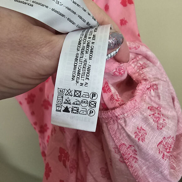 Zara Women's Floral Pink Ruffled Linen Blend Mini Dress Pink Size Large New FLAW - Picture 10 of 10